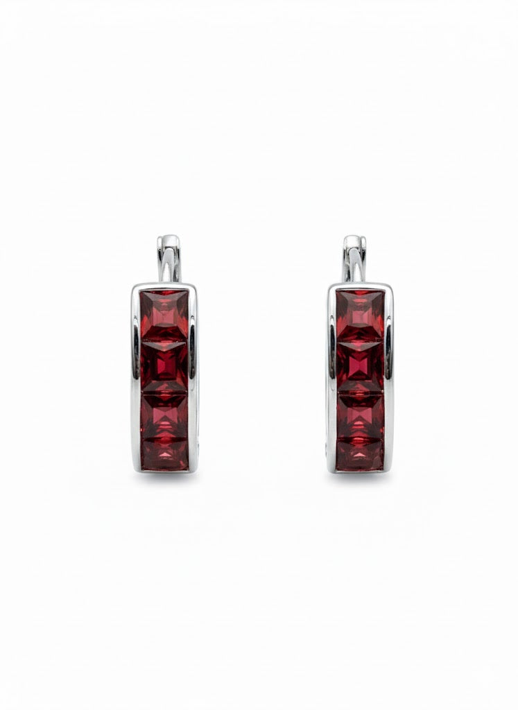 STONE HOOP EARRINGS