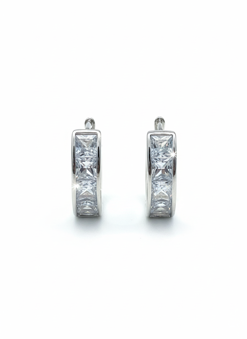 STONE HOOP EARRINGS