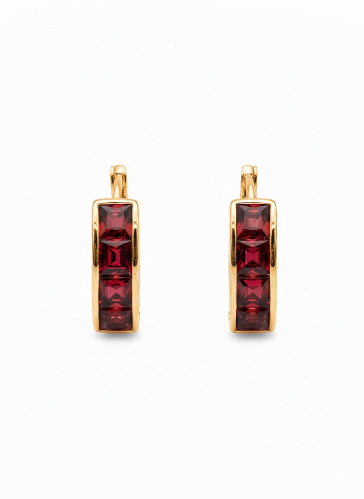STONE HOOP EARRINGS
