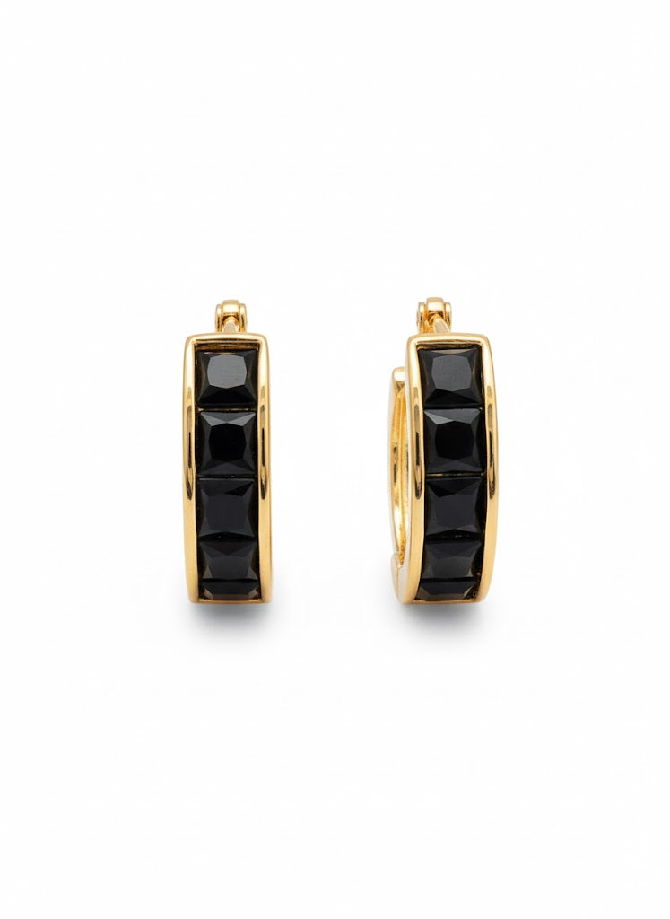 STONE HOOP EARRINGS