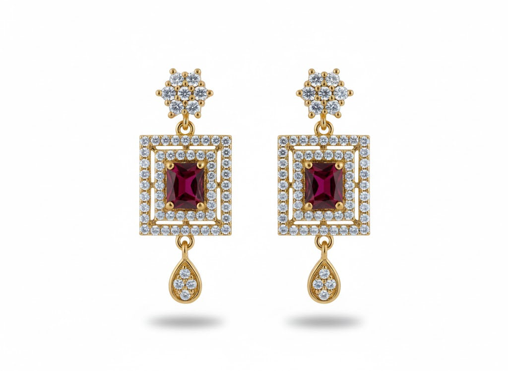SQUARE GEM EARRINGS