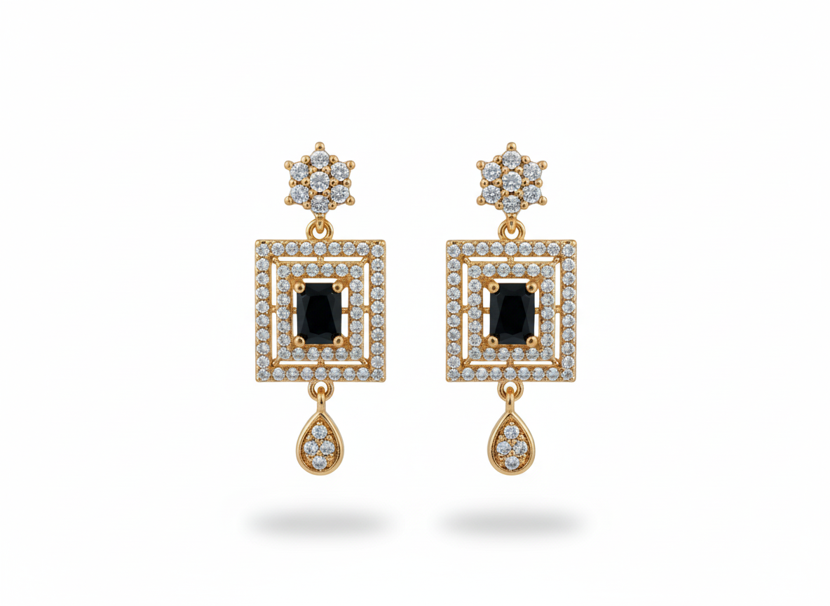SQUARE GEM EARRINGS